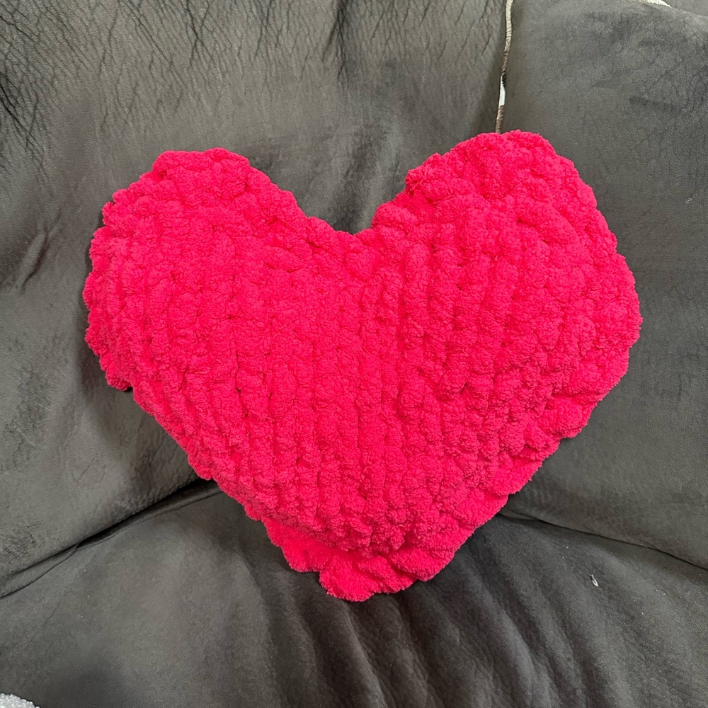 Heart-Shaped Red Plush Pillow